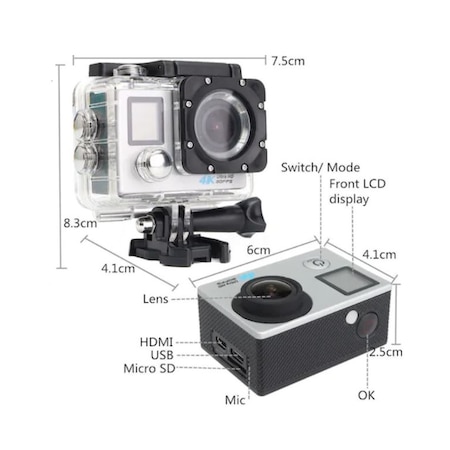 Kingboss SL-D215 170 Derece Kumandalı 4K Ultra HD Wifi Aksiyon Kamerası