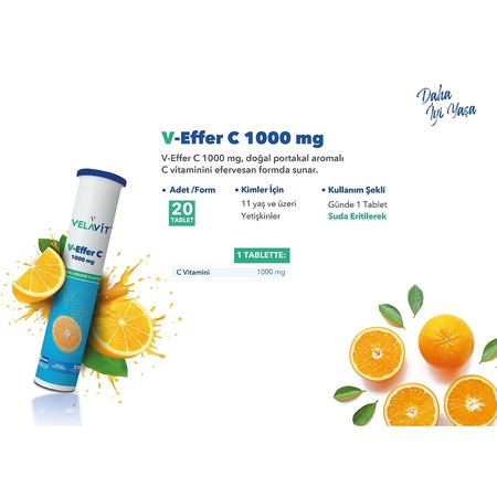 Vel-Med velavit V-Effer C 1000 Mg Takviye Edici Gıda 20 Tablet