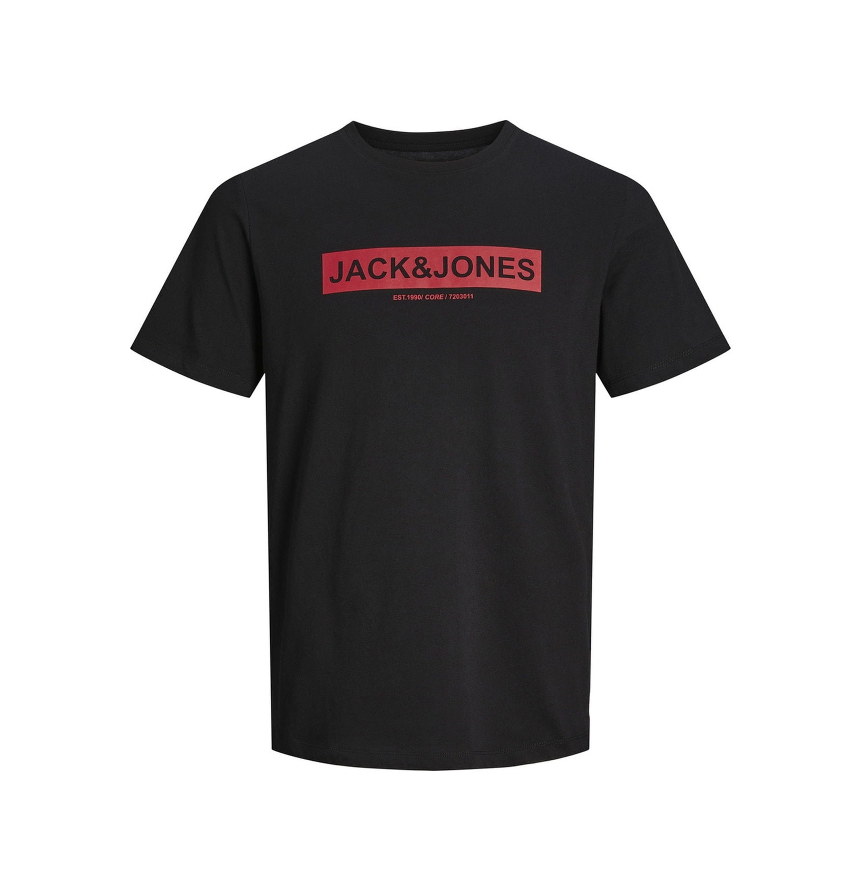 Jack & Jones Pin 12249605 Logo Baskılı Erkek Tişört Siyah
