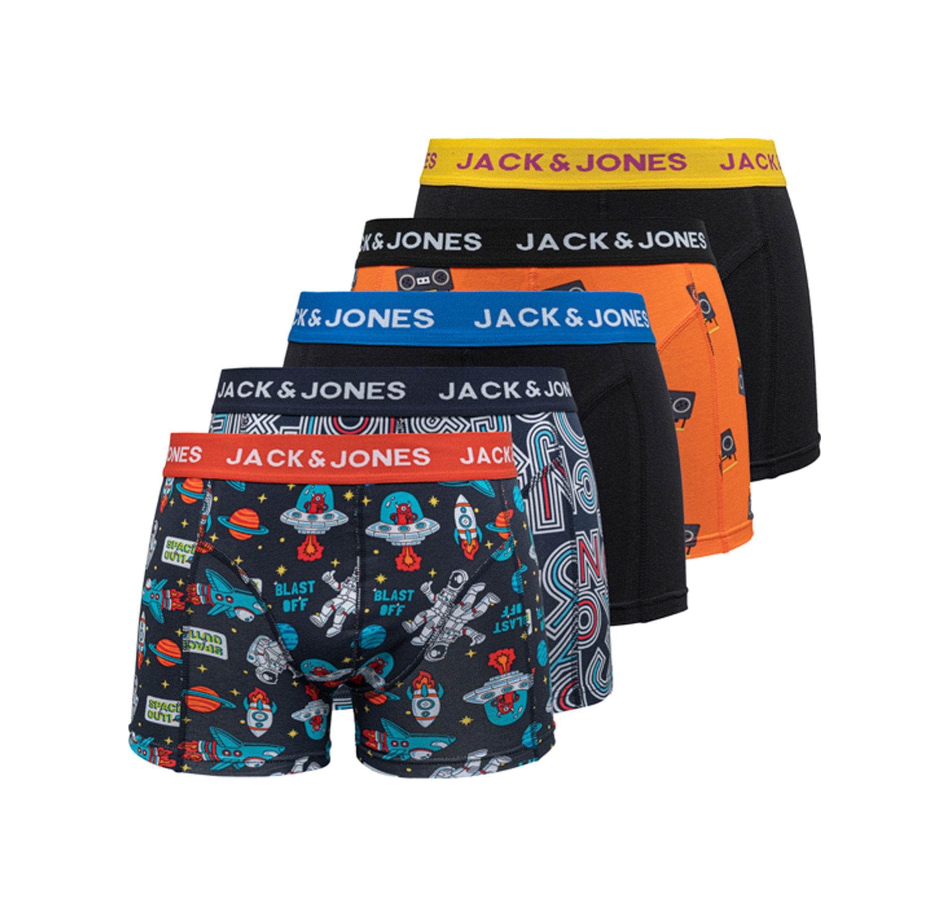 Jack & Jones Tyler 12250111 Baskılı Erkek Boxer 5'li Paket Lacivert