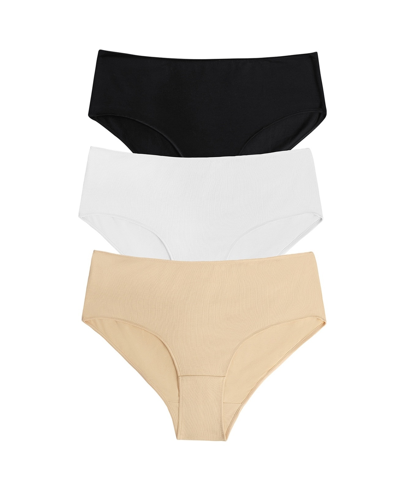 Suwen 3lü Paket Yüksek Bel Slip Külot St0040601a311 Siyah - Beyaz - Ten