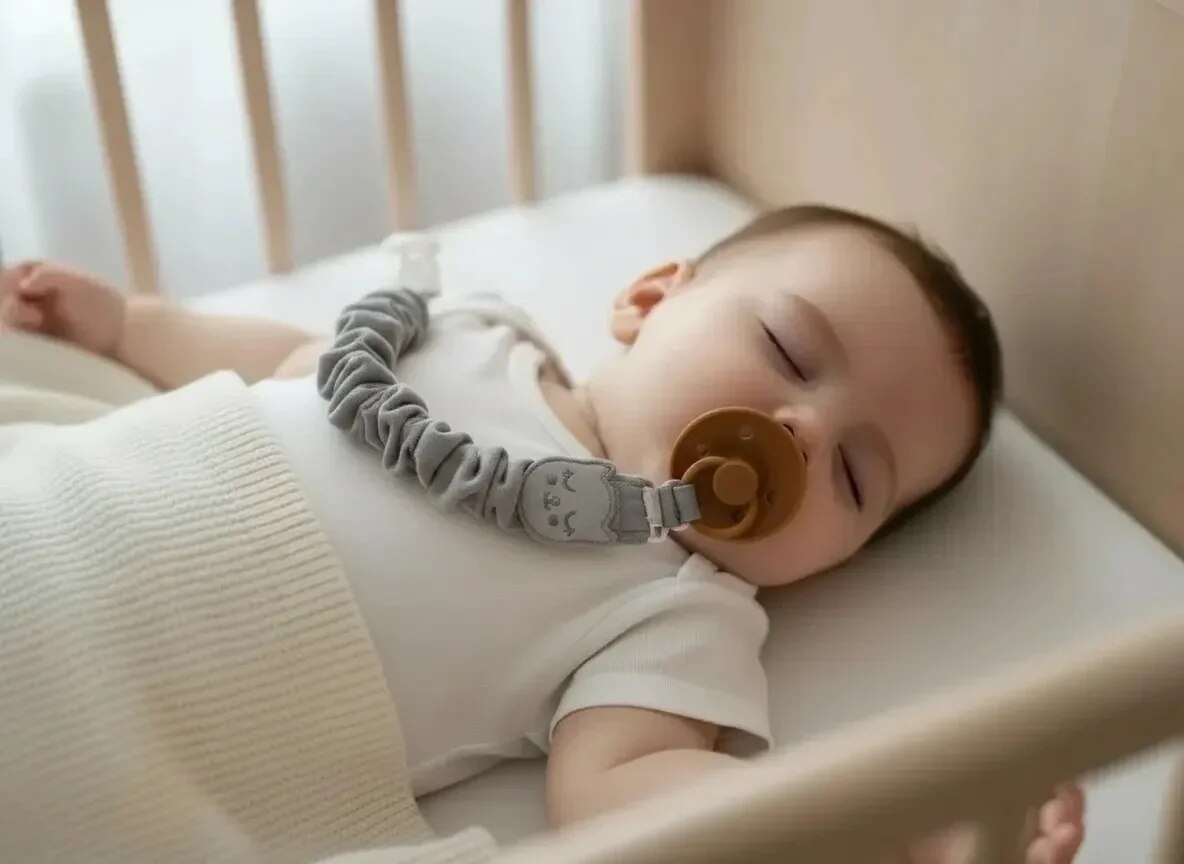 Babyjem Bürümcüklü Sevimli Emzik Askısı Gri