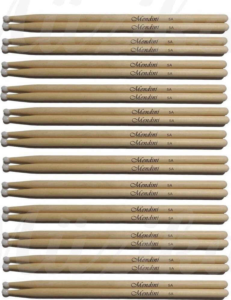 Mendini Baget Plastik Uçlu 12 Çift - Davul - Bateri Bageti Drumsticks 5a Pürüzsüz Yüzey