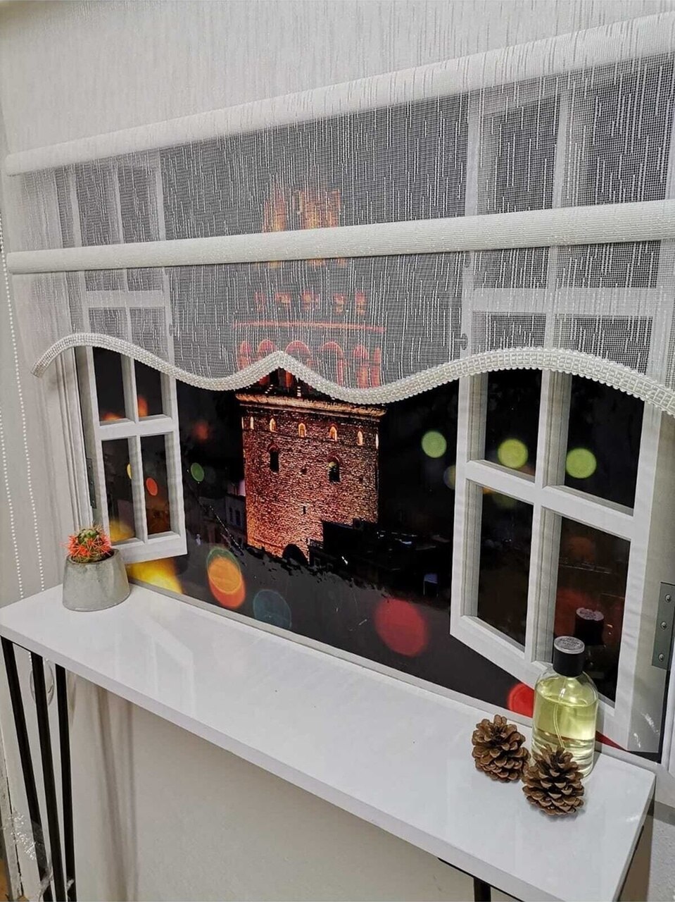 Çift Mekanizmalı Tül Ve Stor Perde - Model 2 Beyaz