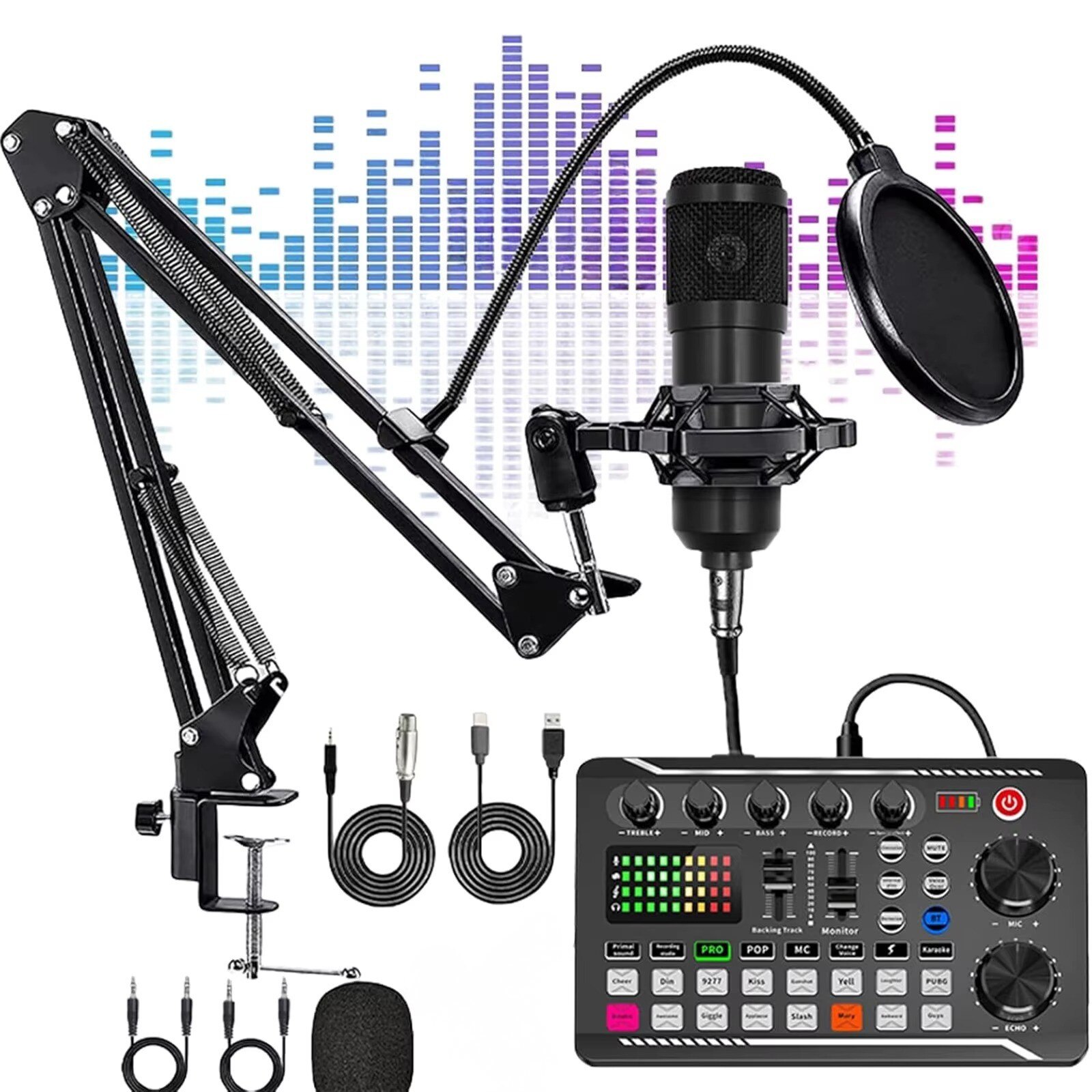 Profesyonel Podcast Mikrofon Ve Ses Katı Seti Stüdyo Yayıncı Condenser Tiktok Youtube Dj Ekipmanı