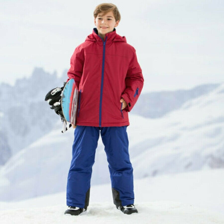 Pocopiano Çocuk Kayak Snowboard Mont Pantolon Takım Kırmızı - Mavi