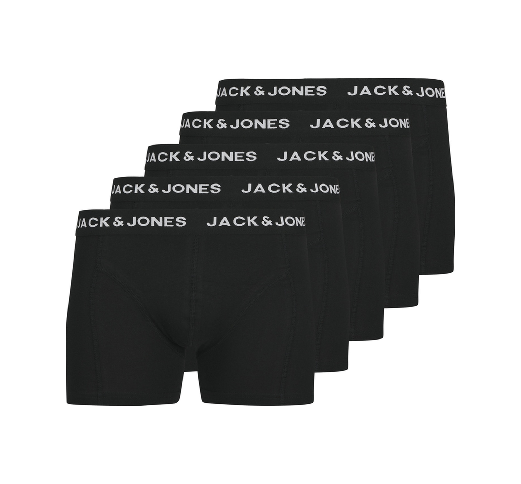 Jack & Jones Erkek Logolu Beli Lastikli 5'li Boxer Paketi - Anthony 12263362 Black Siyah