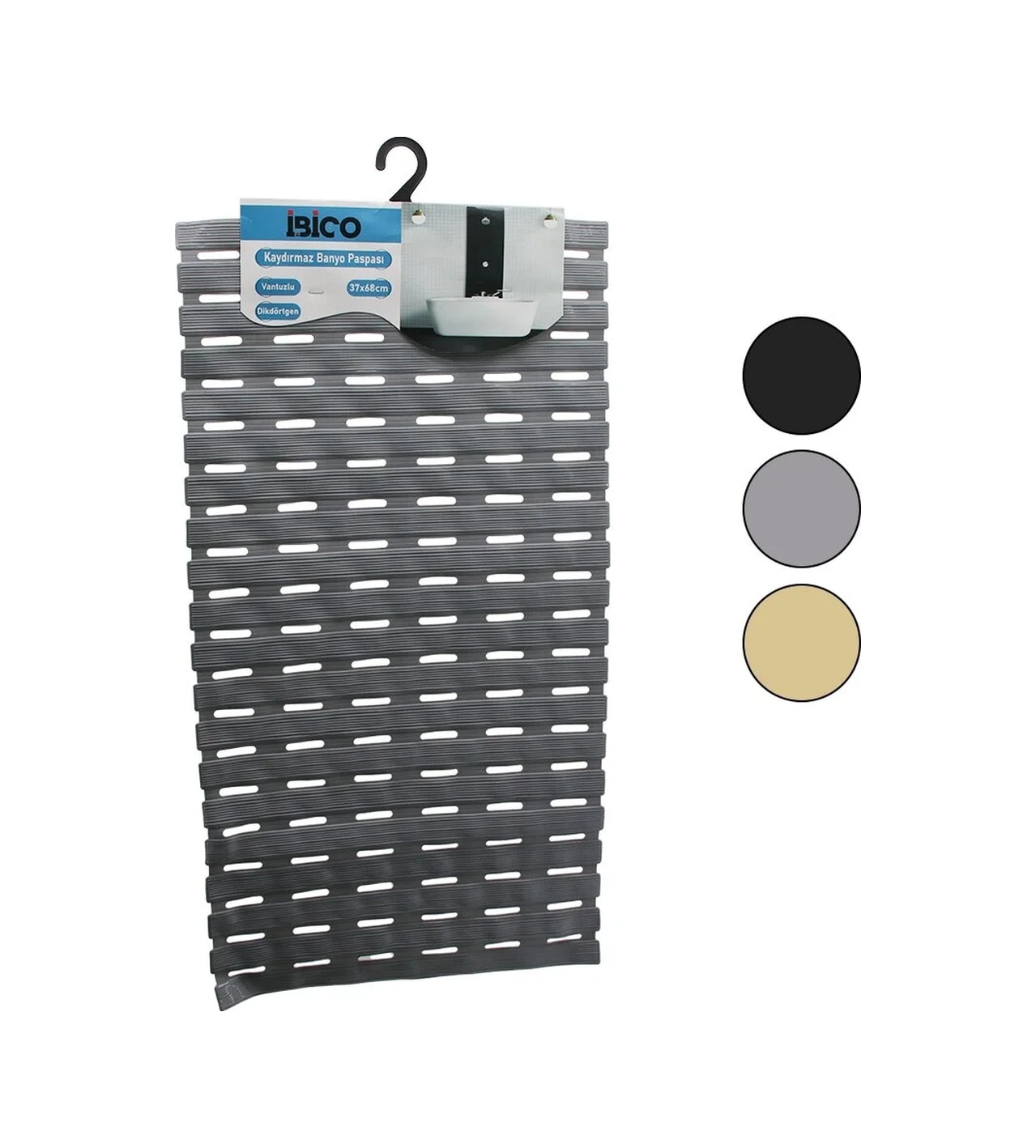 Dikdörtgen-eko Pvc Vantuz-renkli Kaydırmaz Banyo - Küvet Paspas37x68cm Standart