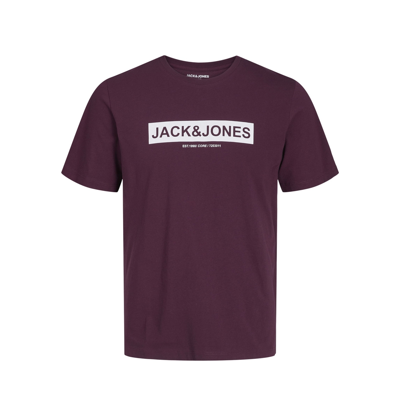 Jack & Jones Pin 12249605 Logo Baskılı Erkek Tişört Bordo
