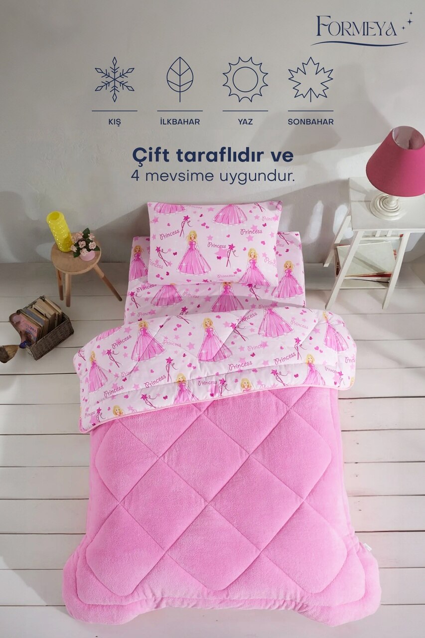 Formeya Princess Desenli Tek Kişilik Çift Taraflı Wellsoft Yorgan