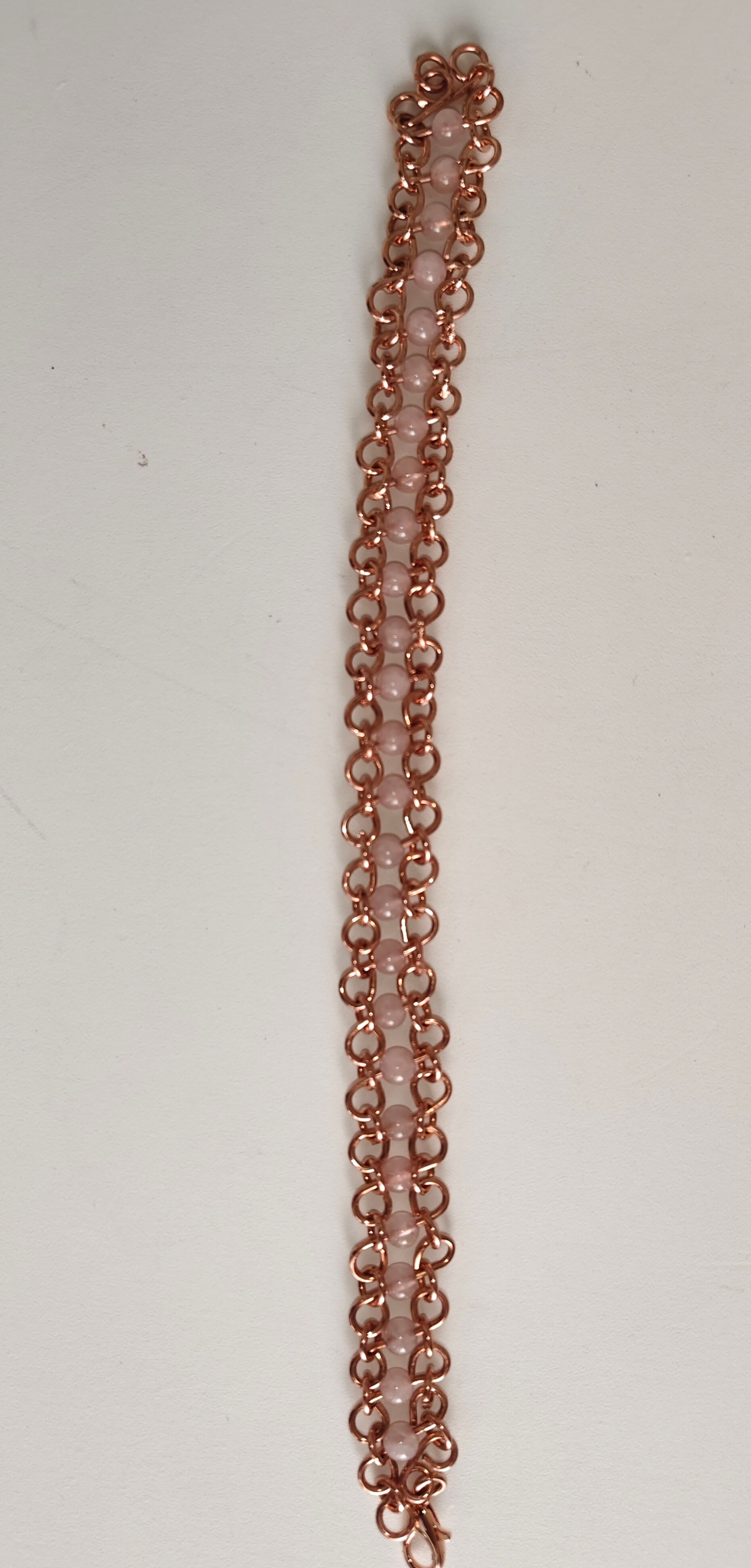 Pembe Kuvars Taşlı Bakır Bileklik Açık Pembe