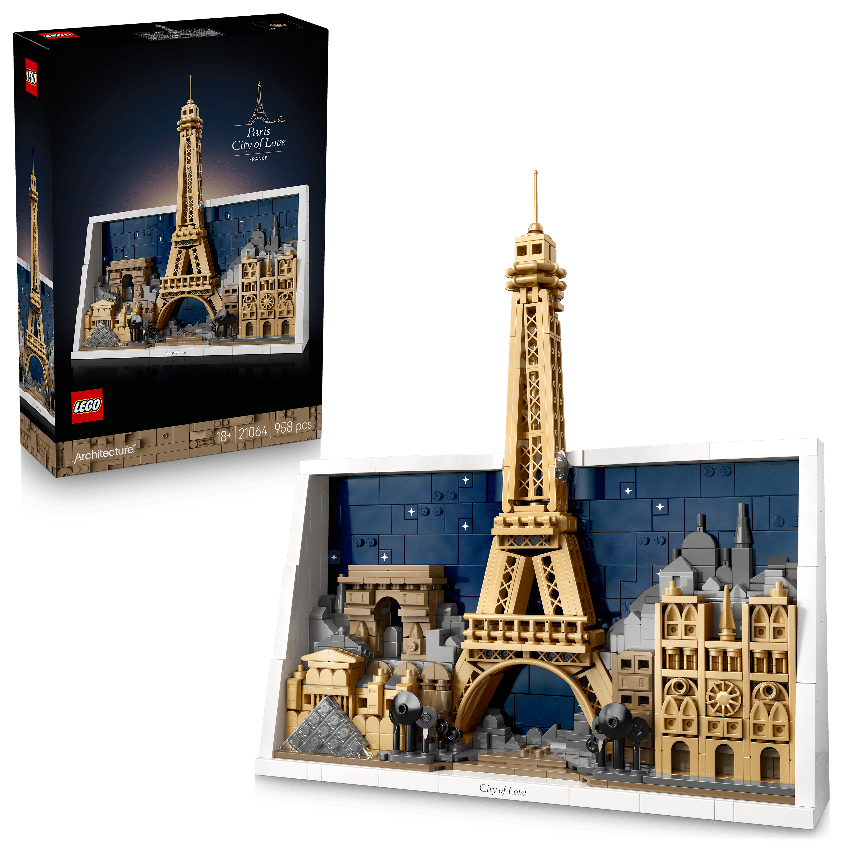 LEGO® Architecture Paris – Aşıklar Şehri 21064 – Yetişkinler için 4 Mimari Simge İçeren Dekoratif Model Yapım Seti (958 Parça)