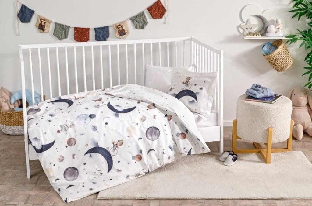 Nevresim Takımı Kıslık Flanelbebe Krem Cute Space Çok renkli