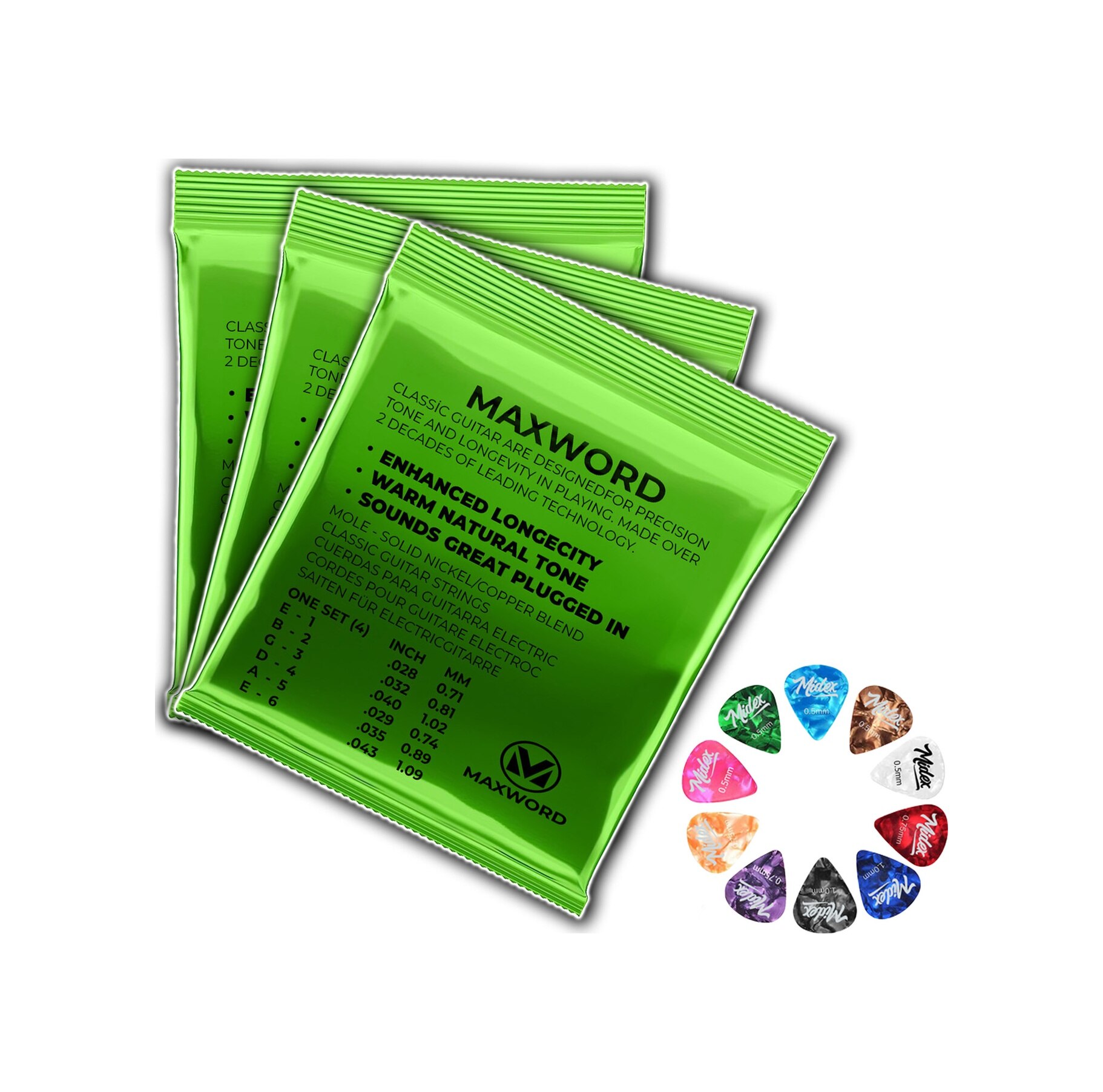 Maxword Gt-classic-3x Kaliteli Klasik Gitar Teli 3 Takım Set 10 Pena Hediye