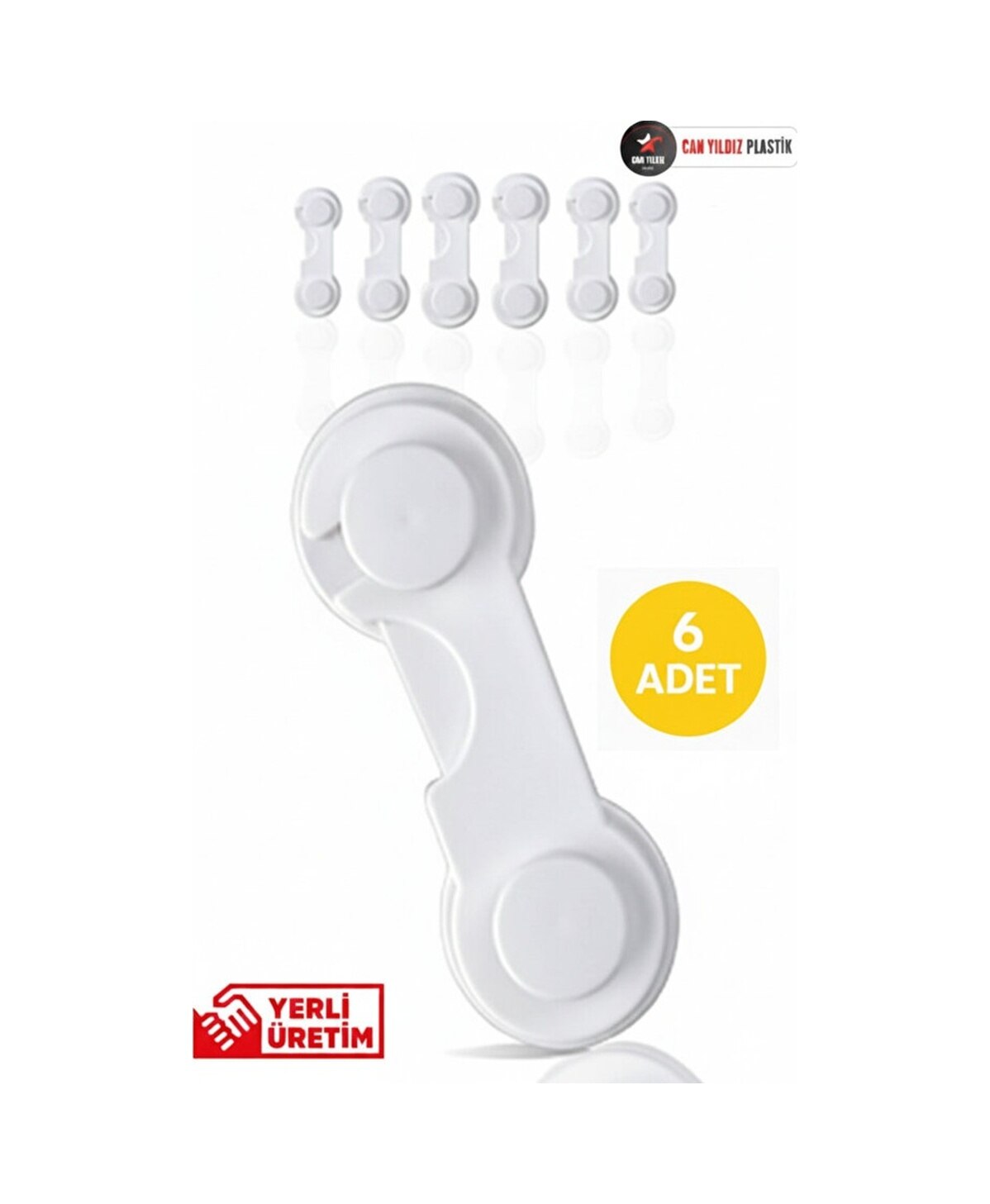 6 Adet Mandallı Dolap ve Çekmece Çok Amaçlı Çocuk Bebek Güvenlik Kilit Emniyet Beyaz Beyaz