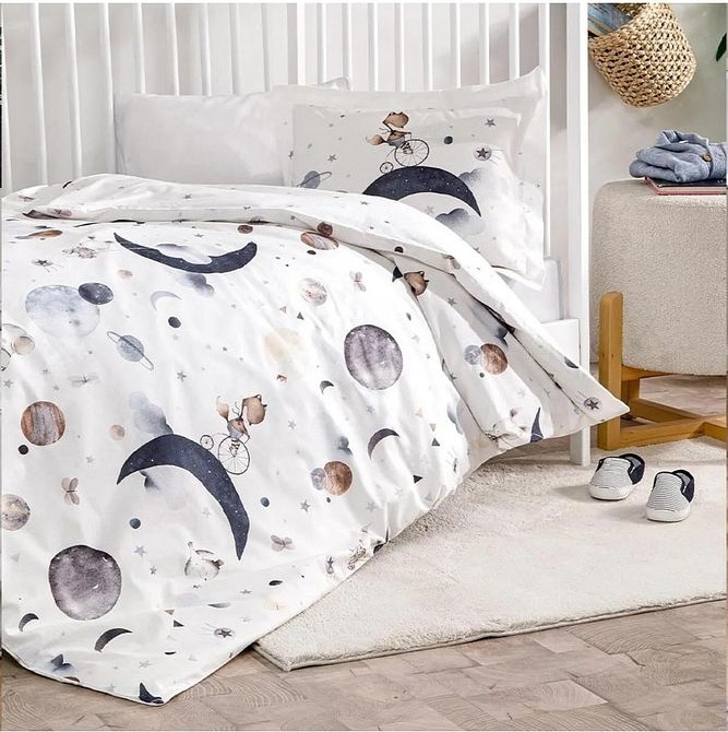 Özdilek Ranforce Bebek Nevresim Takımı Cute Space Krem