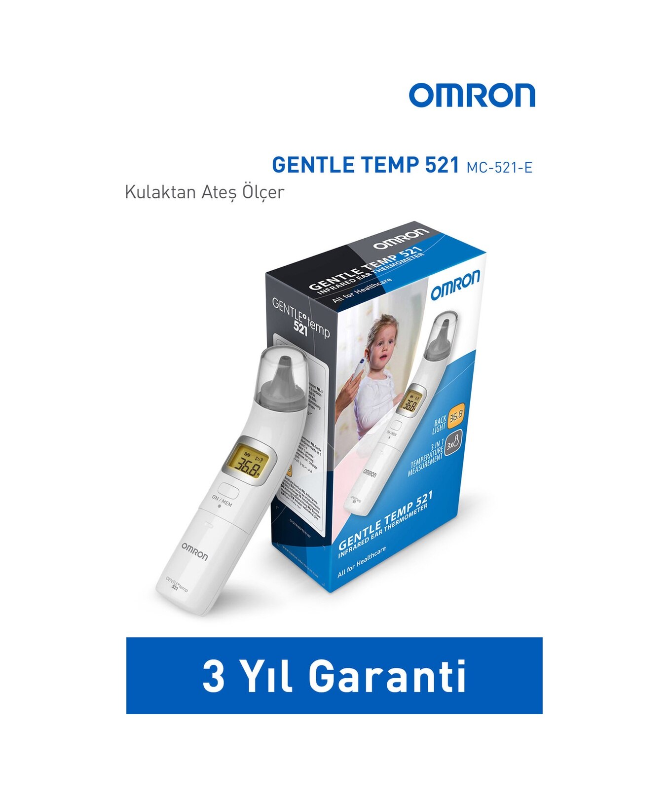 Omron Gentle Temp 521, 3'ü 1 Arada Kulaktan Ateş Ölçer
