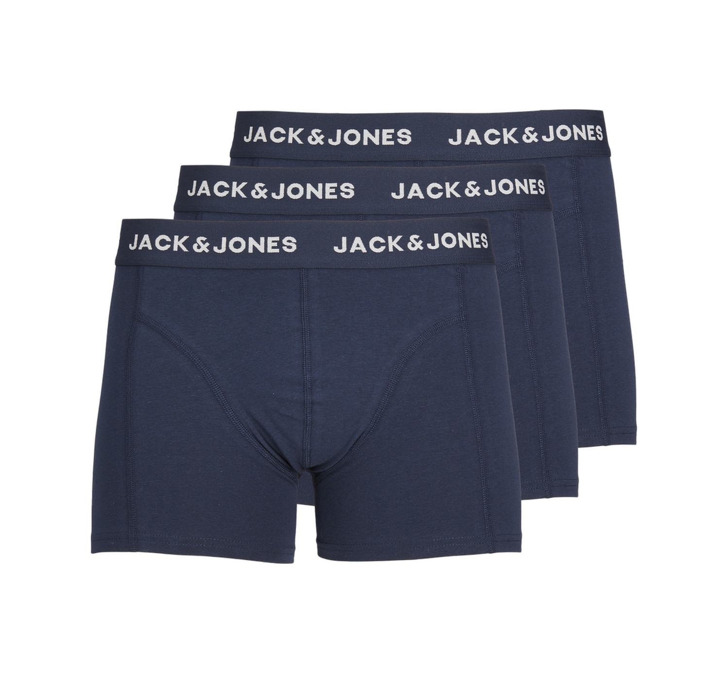 Jack & Jones Erkek Düz Renk 3'lü Beli Lastikli Boxer Paketi - Anthony - 12171946 Blue Nights