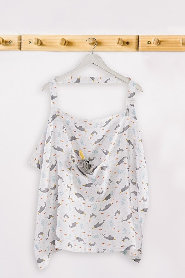 Unicorn Fish Muslin Bebek Emzirme Önlüğü