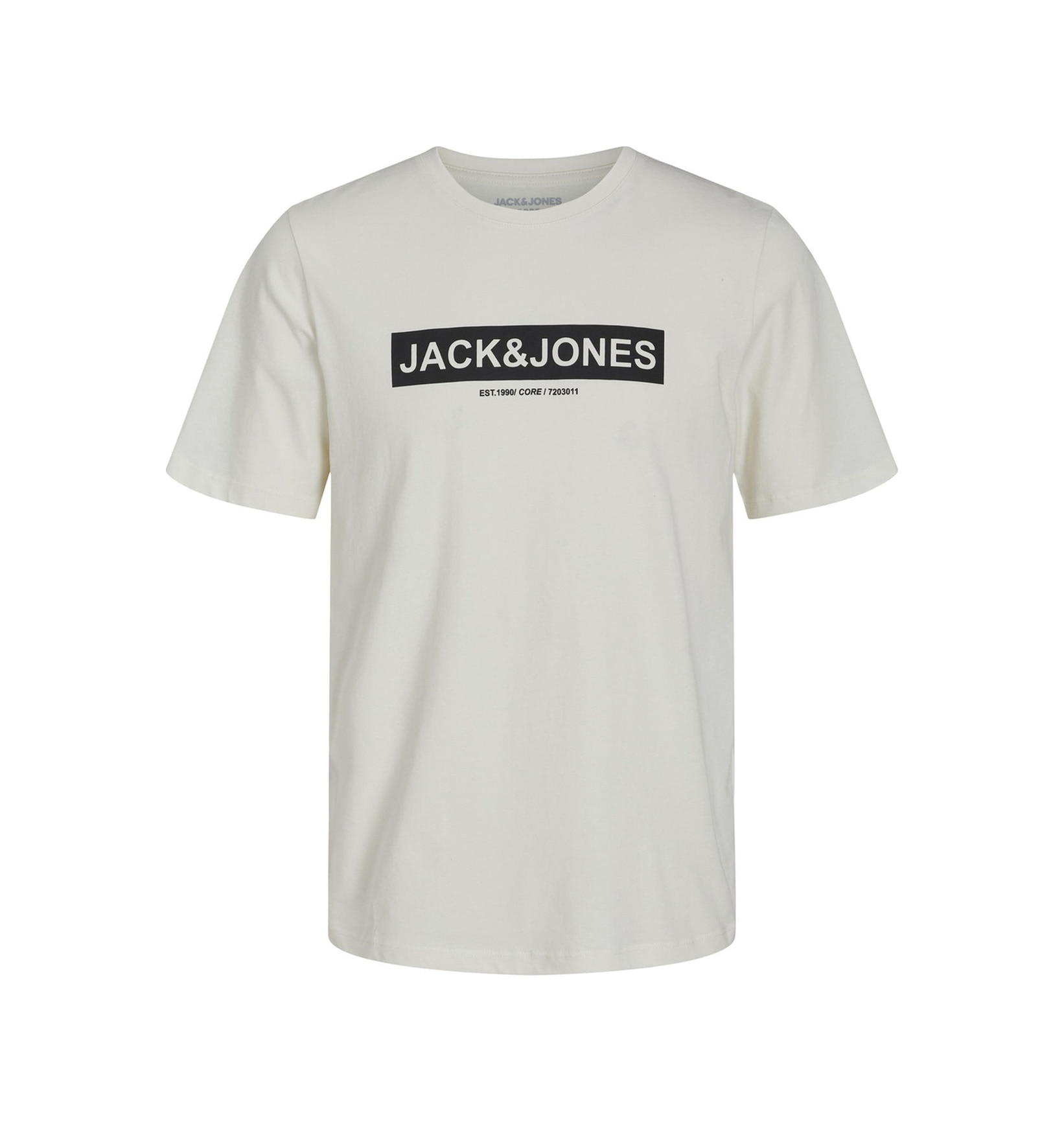 Jack & Jones Pin 12249605 Logo Baskılı Erkek Tişört Beyaz