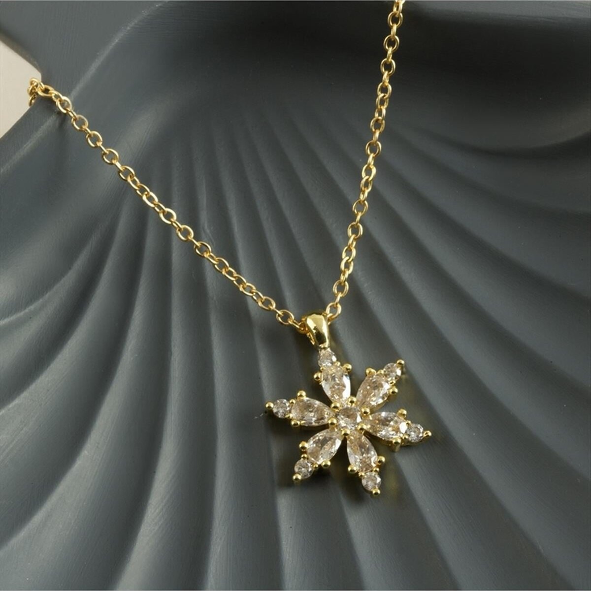 Lotus - 206 - Zirkon Taşlı Yeni Sezon - Spt-gld - Kolye Sarı-1 Metal