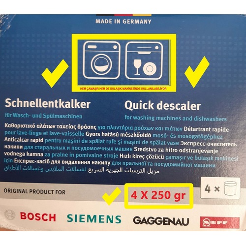 Camasir Ve Bulasik Makineleri Icin Kirec Cozucu 4 Lu 250 Gr Fiyatlari Ve Ozellikleri