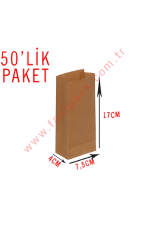 50 ADET 7,5 CMLİK KRAFT POŞET