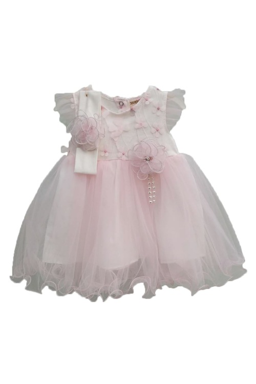 YAZLIK ÖZEL GÜNLER TÜLLÜ ÇİÇEKLİ BANDANALI 2 Lİ KIZ BEBEK