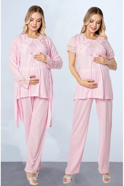 Lohusa Pijama Takımı Hamile Giyim 3'lü Takım Tampap 50106