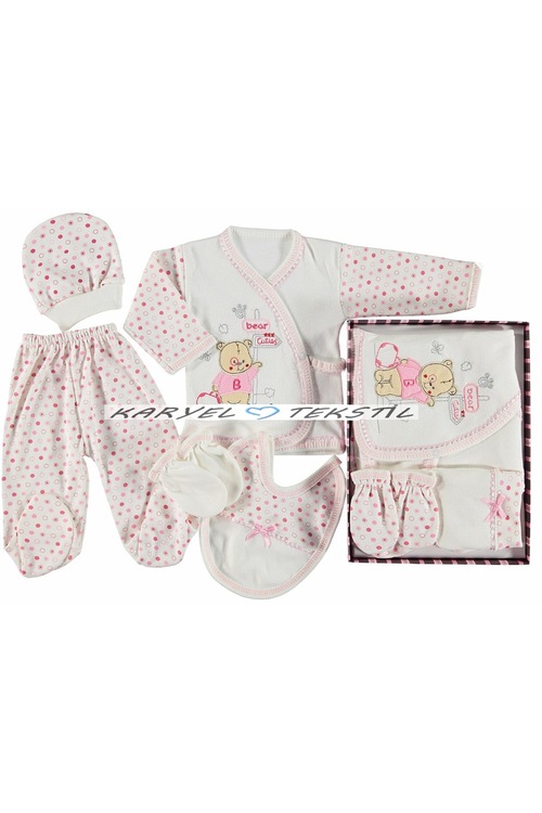 100 PAMUK NATUREL 5�Lİ KIZ BEBEK HASTANE ÇIKIŞI