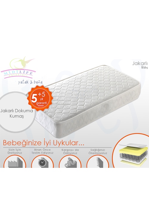 60X120 Ortopedik Yatak 60X120 MİDİLİFE YAYLI BEBEK
