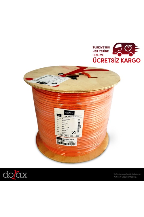 DORAX Cat6 UTP 24AWG LSZH Bakır Kablo - 500mt DR-2401-C6Z6-5