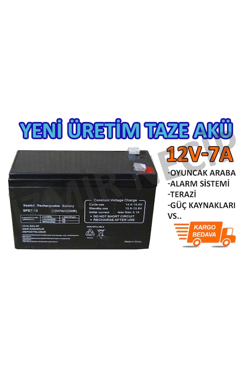 AKÜLÜ OYUNCAK ARABALAR İÇİN 12 VOLT 7 AMPER TAZE AKÜ KALİTELİ