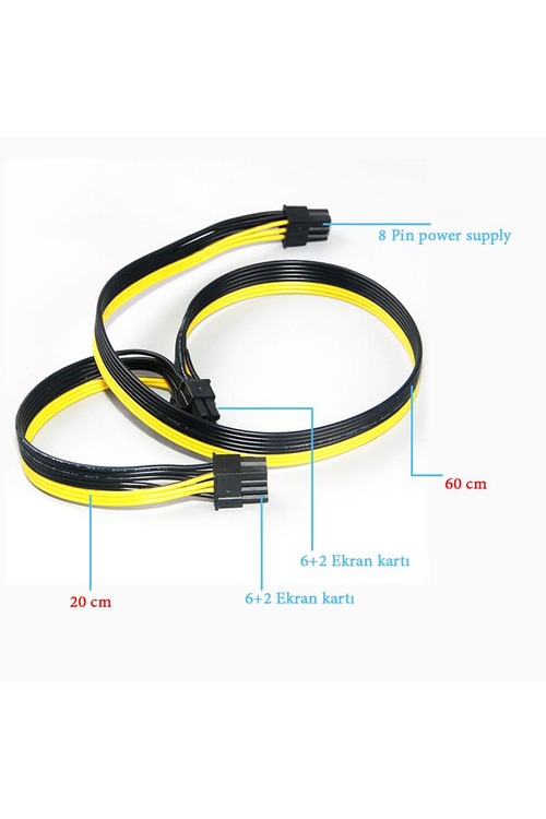 Power Supply Kablosu 8 pin to 6+2 pin modüler power supply kablos