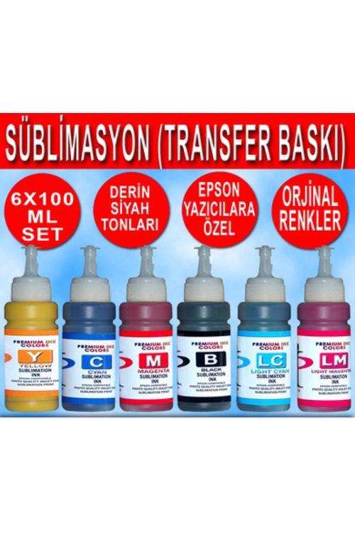 TRANSFER BASKI MÜREKKEBİ (SÜBLİMASYON) 6X100ML SET ÜCRETSİZ KARGO