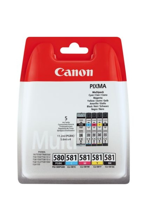 Canon PGI-580PGBK/CLI-581 BK/C/M/Y Pigment +Mürekkep Kartuş Çoklu