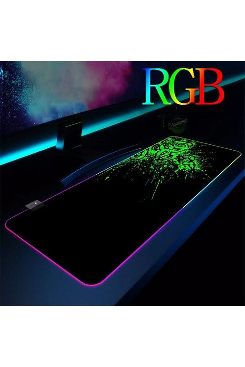 90x40 Desenli LED RGB Işıklı Oyuncu Mouse Pad Kaymaz Tab...