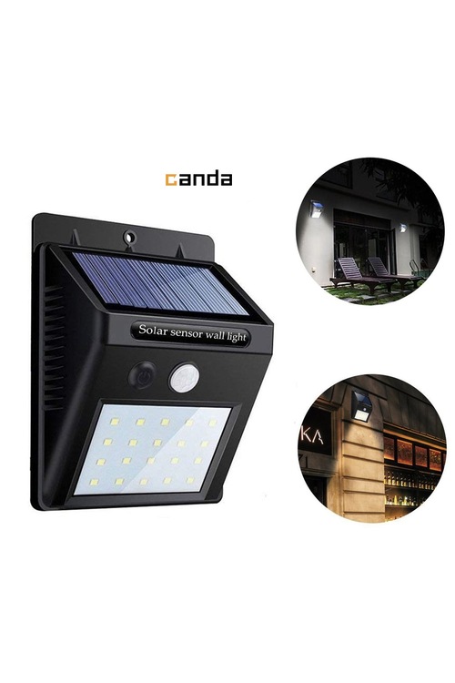 PIR Hareket Sensör 20 LED Solar Enerji Su Geçirmez Duvar Lambası