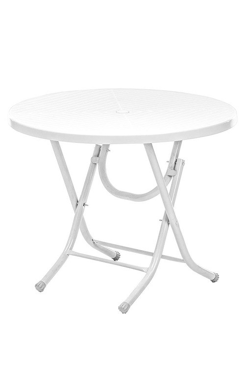 Omnipazar SY-2552 Beyaz Yuvarlak Katlanır Masa 90x72 cm 32445