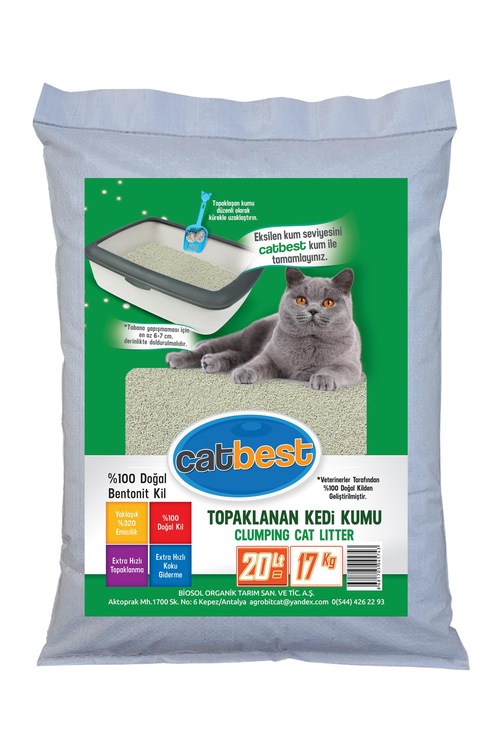 Catbest Doğal Bentonit Kil Kedi Kumu 20 lt En iyi kedi bakımı ve