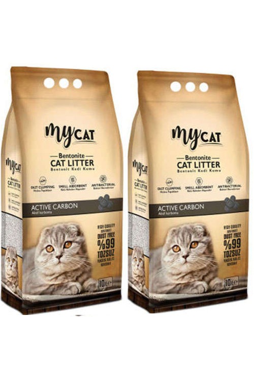 MyCat Kalın Taneli Karbonlu Topaklaşan Bentonit Kedi Kumu 2x10 LT