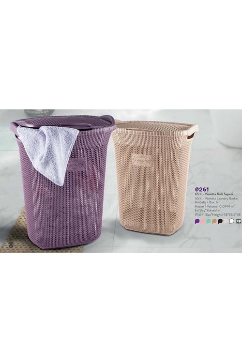 Violetta Kirli Çamaşır Sepeti 65Lt Kapaklı Kirli Sepeti