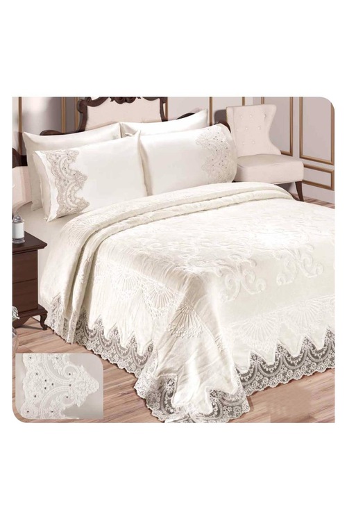 Tivoli Fransız Dantelli Battaniye Seti Yatak Örtüsü 6 Tivoli Fransız Dantelli Battaniye Seti Yatak Örtüsü 6