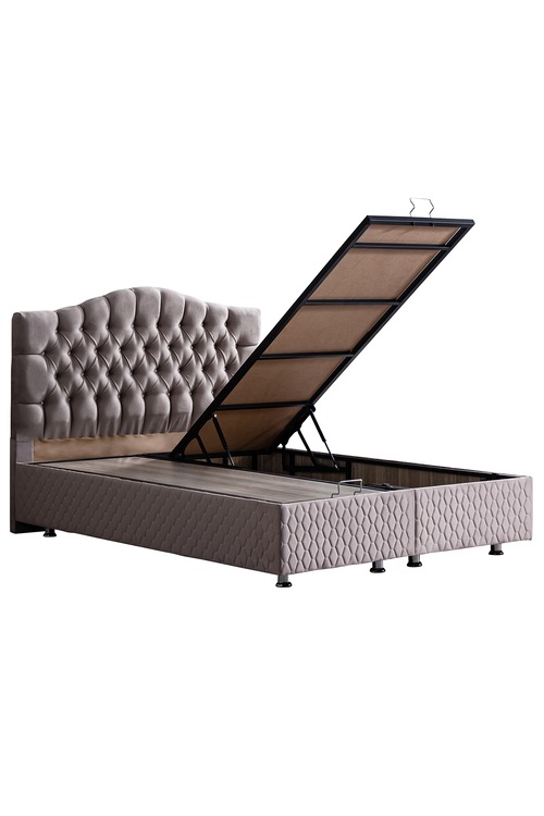 Baza, Zümrüt Gri Çift Kişilik Baza + Başlık Seti, Setay Mobilya