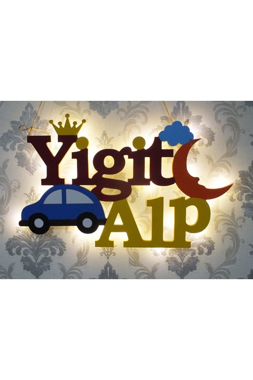 Kapı Süsü İsme Özel Gece Lambası Bebek odası Gece Lambası