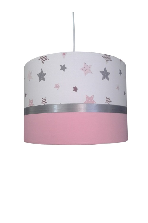 PEMBE BEYAZ GRİ YILDIZ ÇOCUK GENÇ BEBEK ODASI AVİZE TEKLİ