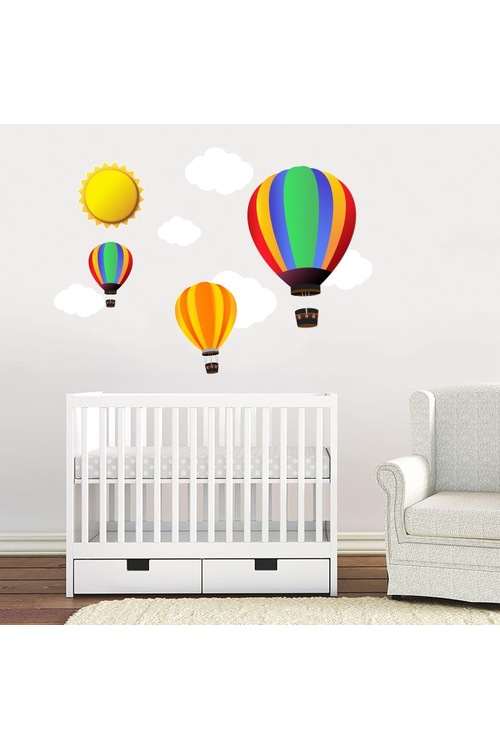 Uçan Balon, Bulut ve Güneş Bebek ve Çocuk Odası Duvar