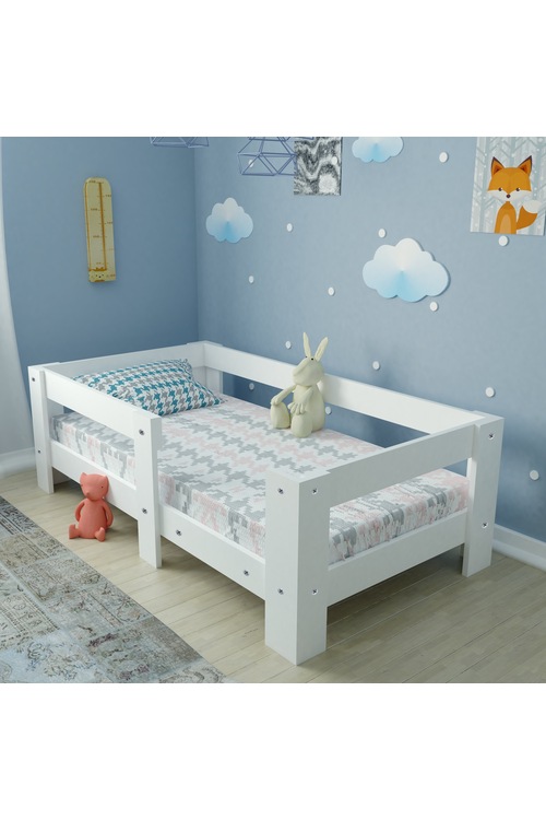 Ninnimo Montessori MDF Bebek Karyolası Beyaz Y2 70x140 Yatak Uyum