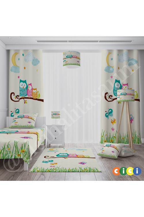 Baykuş Ailesi Çocuk Bebek Odası Fon Perde Fiyatları ve