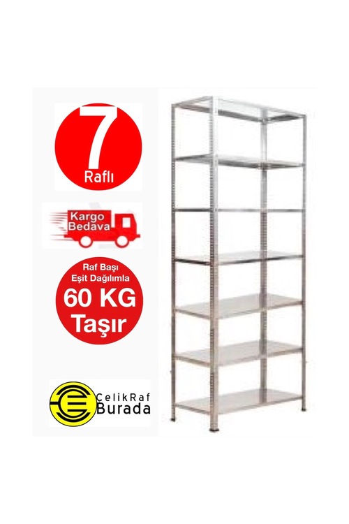 GALVANİZRAF 7 KATLI ÇELİK GALVANİZ RAF ARŞİV DEPO KİLER RAFI